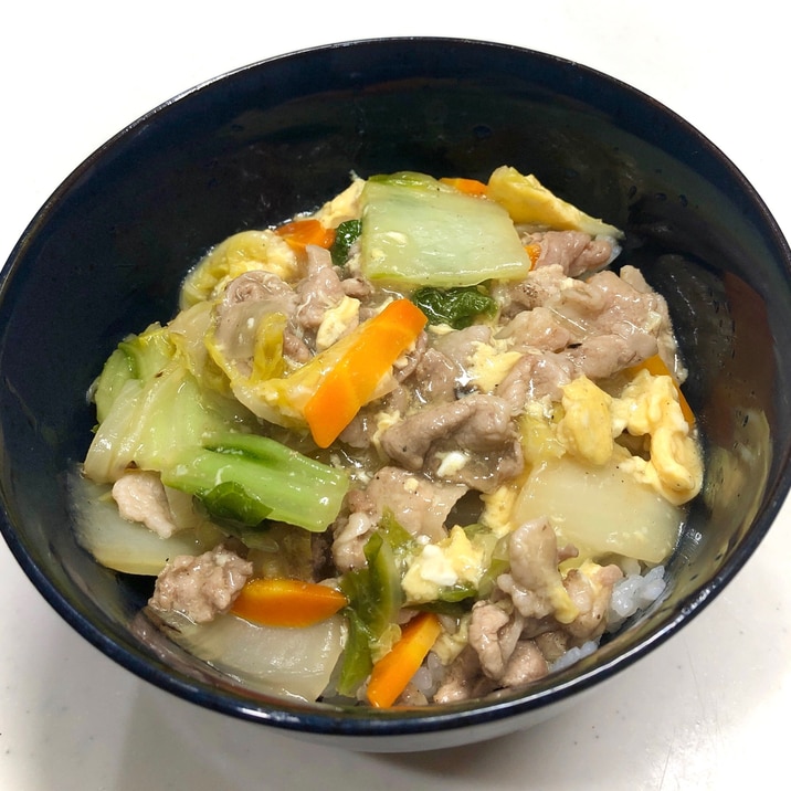 皿うどんの粉末スープで作る・中華丼